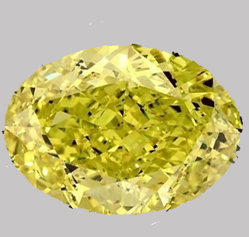 Oval cut diamond, lab grown Canary yellow color